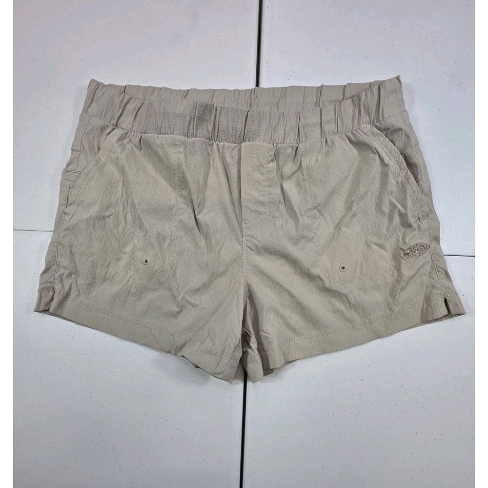 AFTCO Sirena Hybrid Tech Shorts Khaki 4" Inseam Womens Size XL Fishing Utility